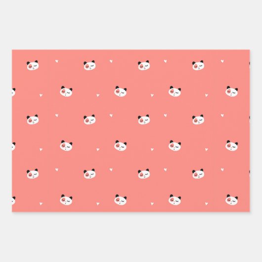 Leuke Panda Wrapping Papier Set Inpakpapier Vel (Voorkant 3)