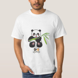 Leuke pandabeer & kat ontwerp t-shirt