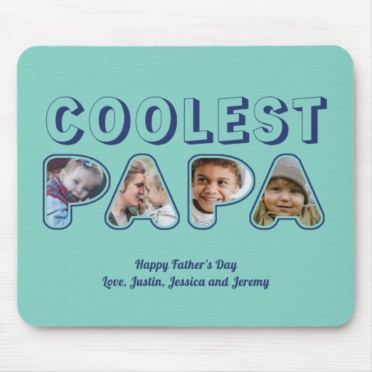 Leuke Papa Cutout Aangepaste Familie Foto Vaderdag Muismat (Voorkant)