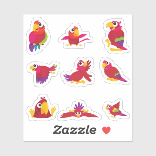 Leuke papegaai Stickers (Vel)
