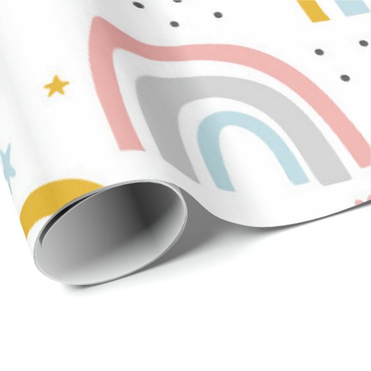 Leuke Pastel Blauw Blush Blauwgroen Boho Regenboog Cadeaupapier (Rol Hoek)