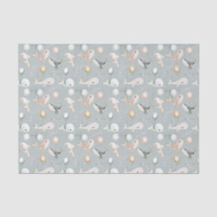 Leuke Pastel Blauw Roze Grijze Walvis Dolfijn Ball Tissuepapier