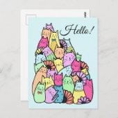Leuke Pastel Cats Briefkaart (Voorkant / Achterkant)