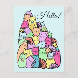 Leuke Pastel Cats Briefkaart