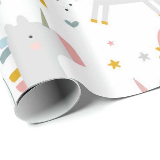 Leuke Pastel Grey Blush Blauwgroen Boho Eenhoorn R Cadeaupapier (Rol Hoek)