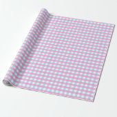 Leuke Pastel Roze Blauw Gingham Check Cadeaupapier (Uitgerold)