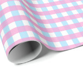Leuke Pastel Roze Blauw Gingham Check Cadeaupapier (Rol Hoek)