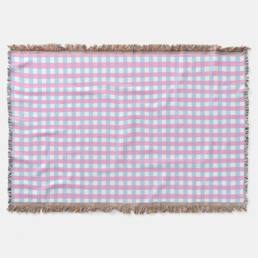 Leuke Pastel Roze Blauw Gingham Check Deken (Voorkant)