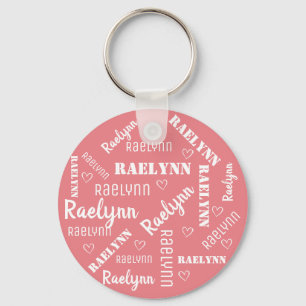 Leuke Pastel Roze Word Art Cloud Hartnaam Custom Sleutelhanger