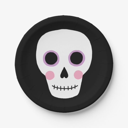 Leuke Pastel schedel Halloween Verjaardagspapier B Papieren Bordje (Voorkant)