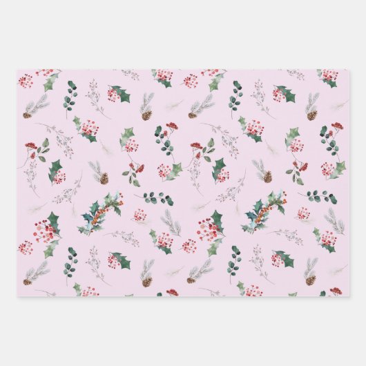 Leuke pastel tinten botanische vakantie inpakpapier vel (Voorkant 2)