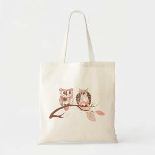 Leuke Pastel Tones Paar Uilen Tote Bag