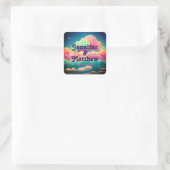 Leuke Pastelkleurige Wolken van Suikerspin Vierkante Sticker (Tas)