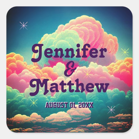 Leuke Pastelkleurige Wolken van Suikerspin Vierkante Sticker (Voorkant)