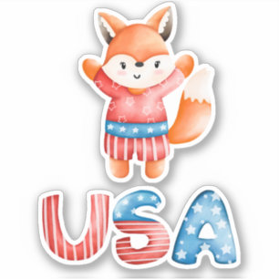 Leuke Patriottische Fox Custom Cut Sticker