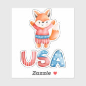 Leuke Patriottische Fox Custom Cut Sticker (Vel)