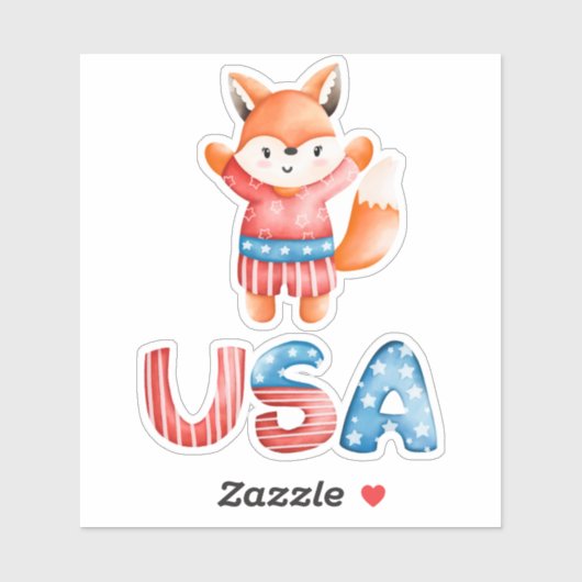 Leuke Patriottische Fox Custom Cut Sticker (Vel)