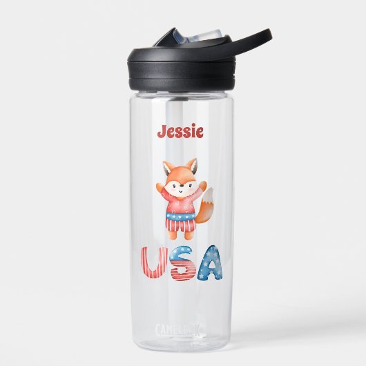 Leuke Patriottische Fox Gepersonaliseerd Waterfles (Links)