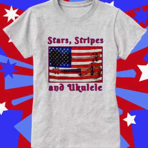 Leuke Patriottische Ukulele Vlag met Sterren en St T-shirt