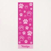 Leuke Paw Print Monogram-Hot Roze en Lichtroze Yogamat (Voorkant)