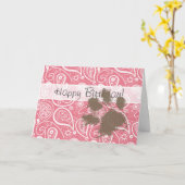 Leuke Pawprint bloost Roze Paisley Kaart (Gele Bloem)