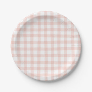 Leuke Peach Gingham Papieren Bordje