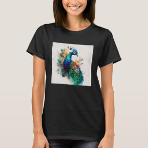 Leuke Peacock Paint Splatter Kleurrijke Prachtige T-shirt