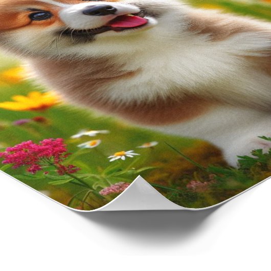 Leuke Pembroke Welsh Corgi puppy Poster (Hoek)