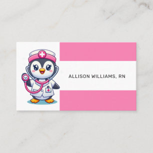 Leuke Penguin Nurse Roze Stethoscoop Stripe Visitekaartje