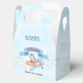 Leuke Penguin Vliegtuig Blauw 1e Verjaardag Bedankdoosjes (Geopend)