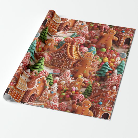 Leuke peperkoek Kerstmis Cadeaupapier (Uitgerold)