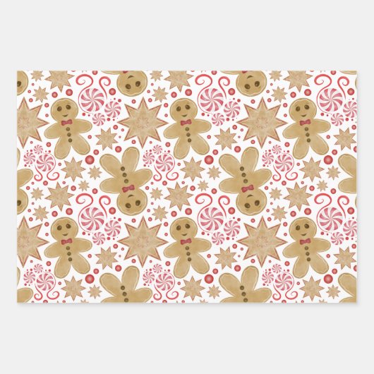 Leuke peperkoek Man & pepermunt Snoep Kerst Inpakpapier Vel (Voorkant 3)