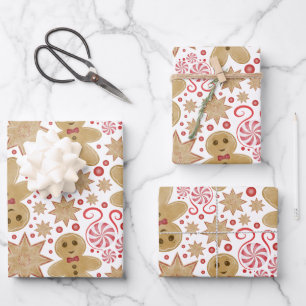 Leuke peperkoek Man & pepermunt Snoep Kerst Inpakpapier Vel