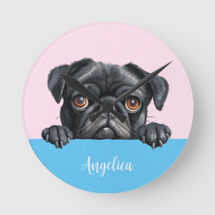 Leuke Persoonlijke Puggafbeelding Kinderkamer Deco Ronde Klok
