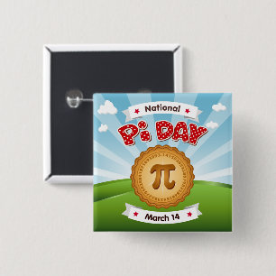 Leuke Pi-dag knop Vierkante Button 5,1 Cm