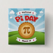Leuke Pi-dag knop Vierkante Button 5,1 Cm (Voorkant)