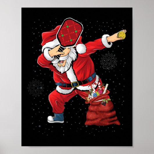 Leuke Pickleball Kerstmis Kerstman Spelen Pickleba Poster (Voorkant)