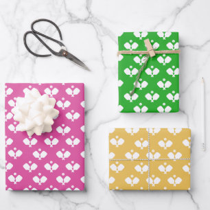 Leuke Pickleball Paddles en Bal Roze Groen Geel Inpakpapier Vel