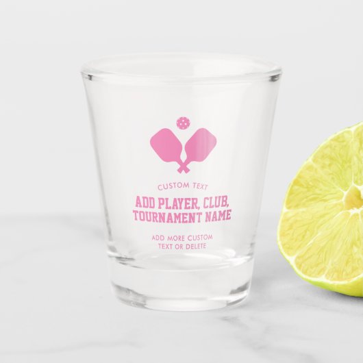 Leuke Pickleball Party Roze Paddles Ball Custom Shot Glas (Voorkant)