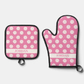 Leuke Pickleball Pattern Player Gift Aangepaste te Ovenwant & Pannenlap Set (Voorkant)