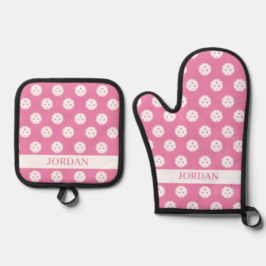 Leuke Pickleball Pattern Player Gift Aangepaste te Ovenwant & Pannenlap Set (Voorkant)