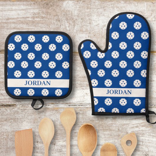 Leuke Pickleball Pattern Player Gift Aangepaste te Ovenwant & Pannenlap Set