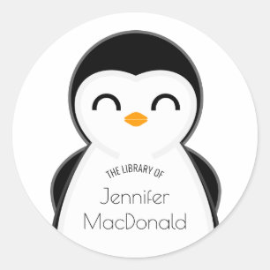 Leuke pinguïn BOOKPLATE boeken voor baby Ronde Sticker