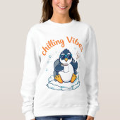 Leuke pinguïn chilling vibes zweet shirt (Voorkant)