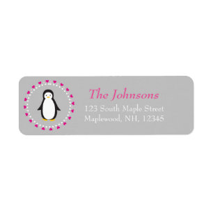 Leuke pinguïn hart adres label