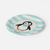 Leuke Pinguïn met Turquoise Bowtie Papieren Bordje (Gekanteld)