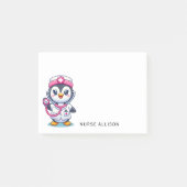 Leuke Pinguïn Nurse Roze Stethoscoop Custom 4x4 Post-it® Notes (Voorkant)
