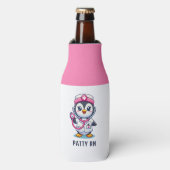 Leuke Pinguïn Nurse Roze Stethoscoop Custom Flesjeskoeler (Fles Voorkant)