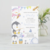 Leuke Pinguïn Verjaardag uitnodiging (Staand voorkant)