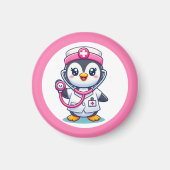 Leuke pinguïn verpleegster roze stethoscoop magneet (Voorkant)